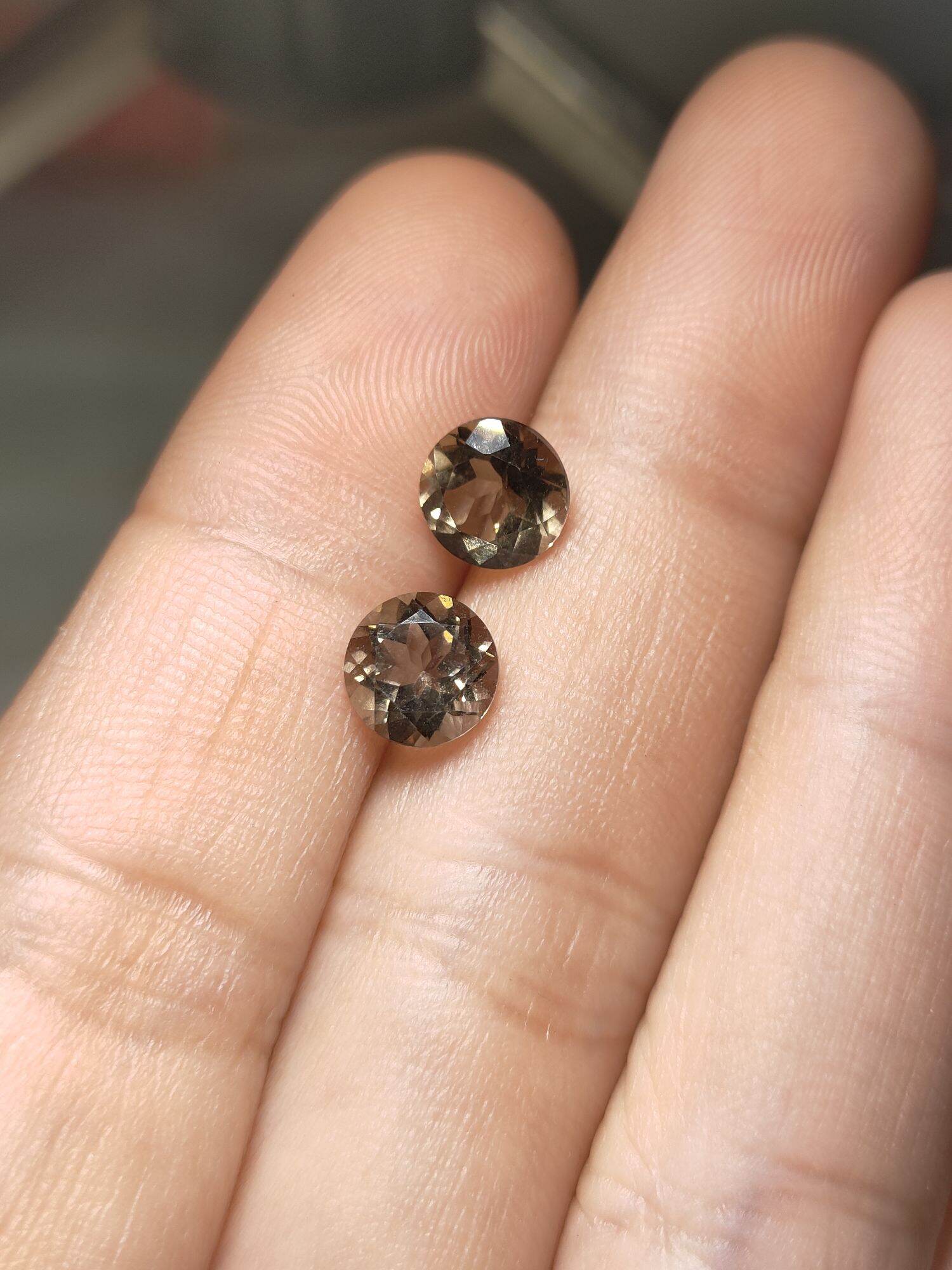 190 (9) CẶP ĐÁ SMOKY KHÓI LÀM BÔNG TAI (THIÊN NHIÊN)