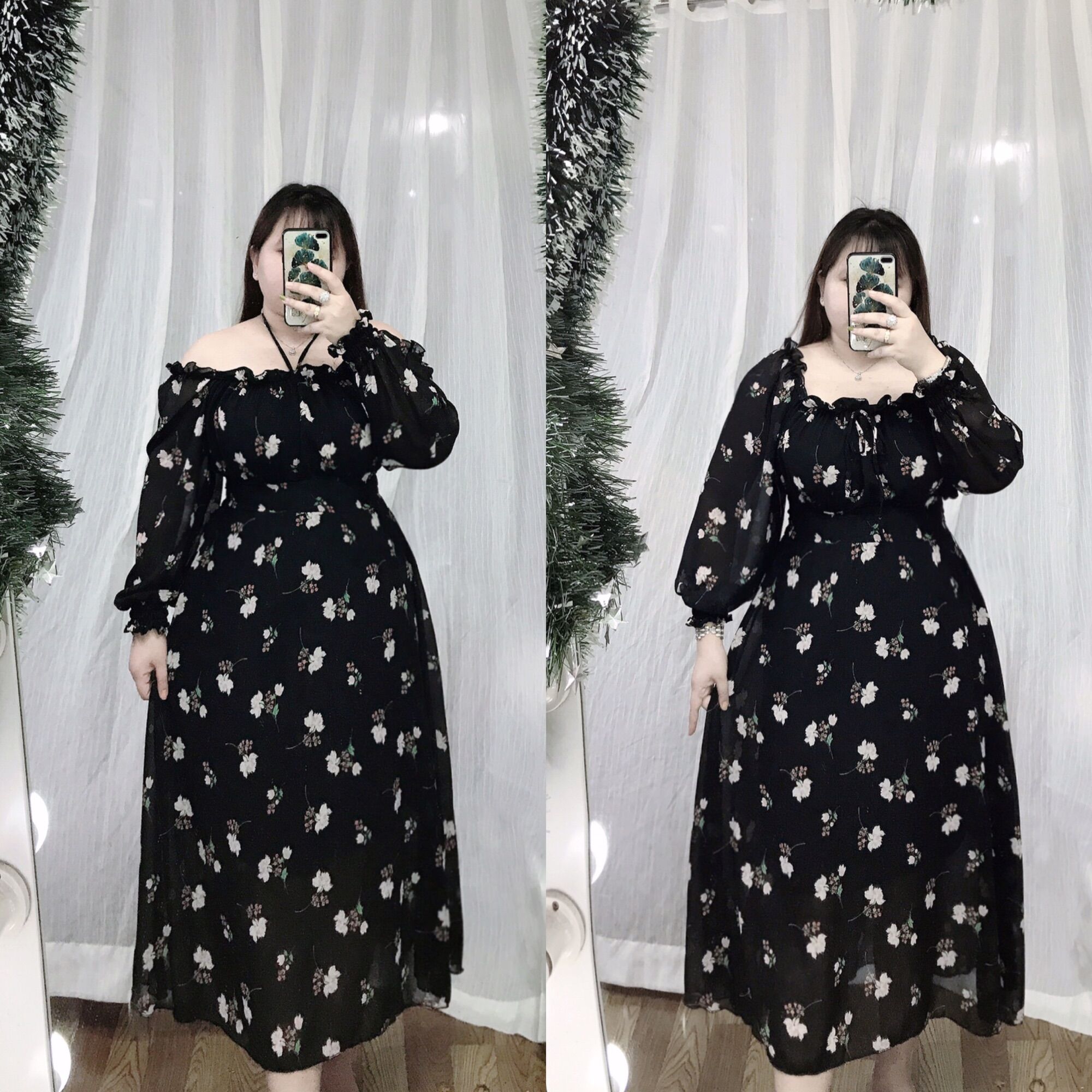 [Bigsize 65-90kg] Đầm voan phom dài