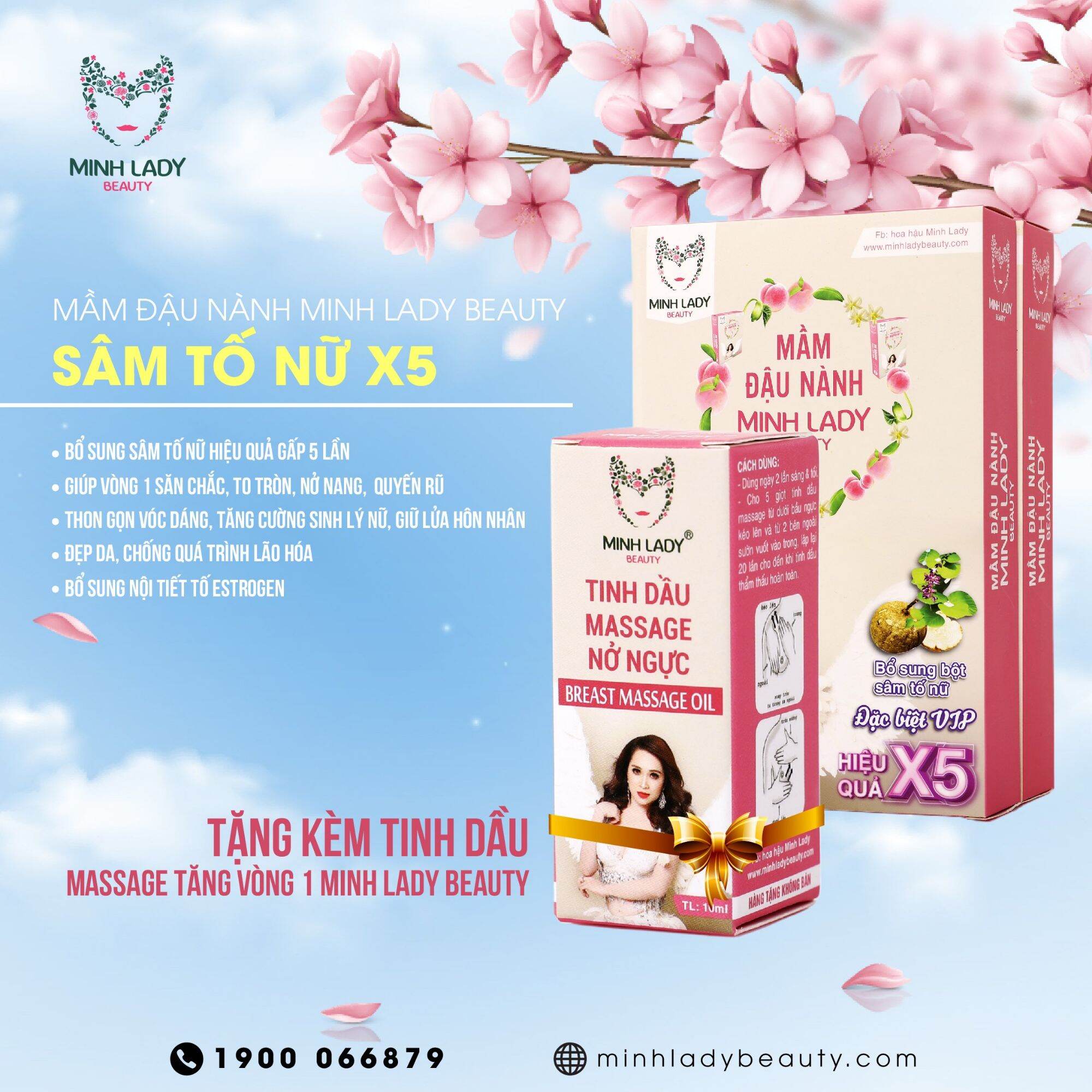 Combo 2 mầm đậu nành sâm tố nữ tăng vòng 1 minh lady beauty