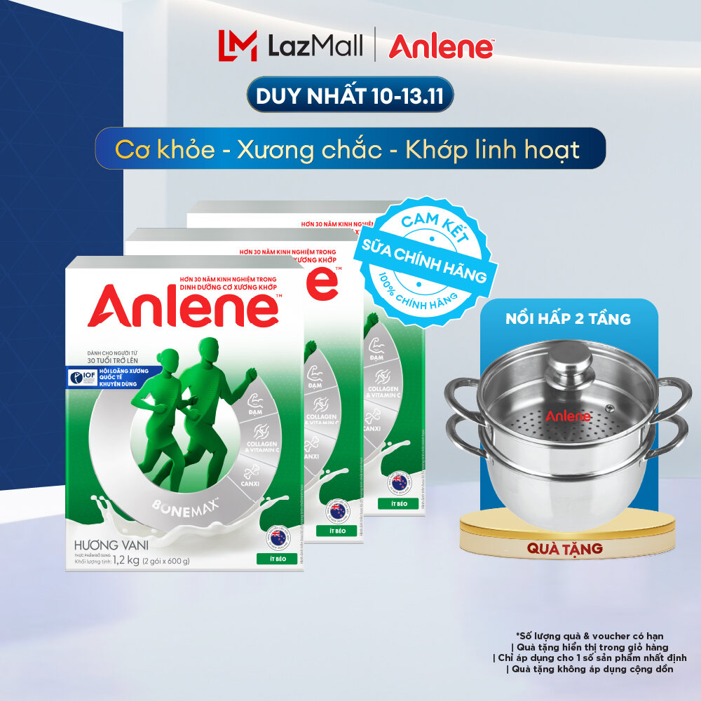 [Voucher giảm đến 16%][FREESHIP 0Đ TOÀN QUỐC] Combo 3 Sữa Bột Anlene Hương Vani 1.2Kg