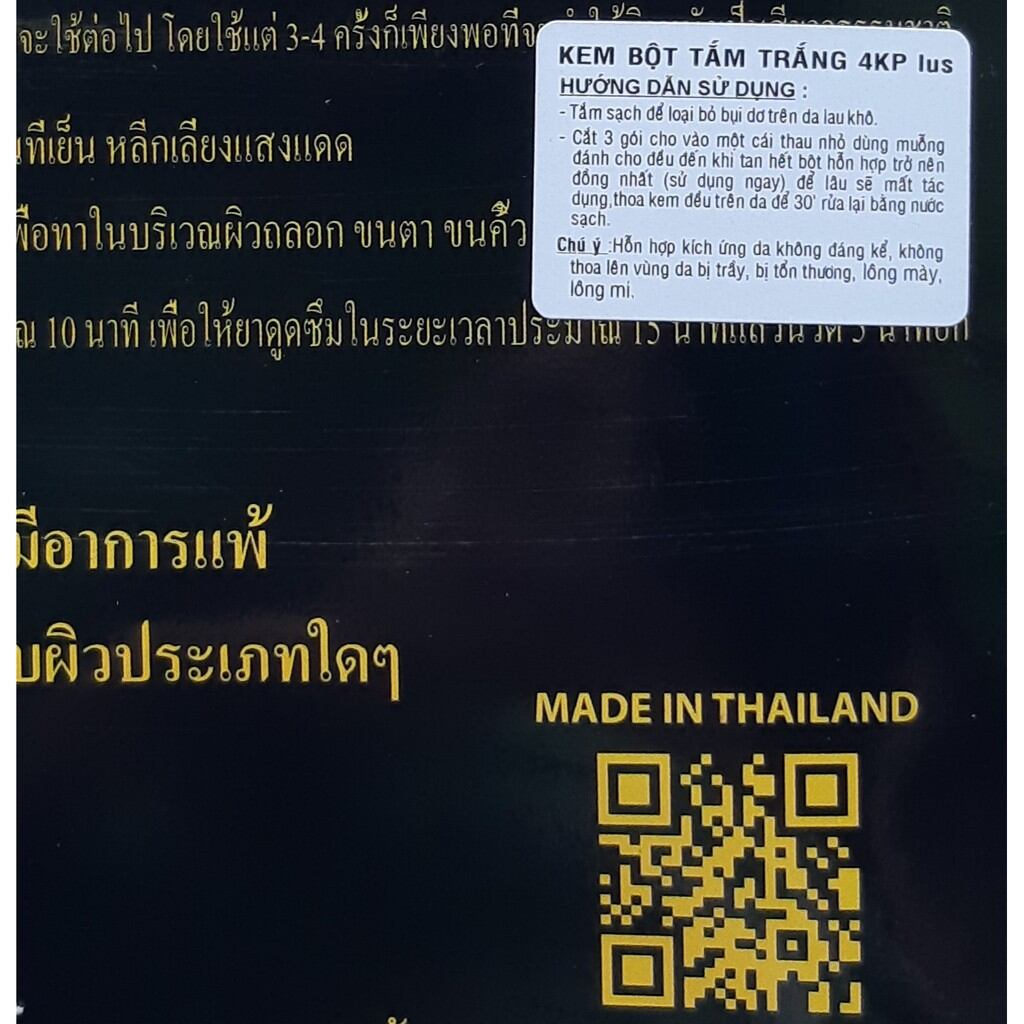 Tắm Trắng Siêu sáng trắng 4K Plus Thái lan