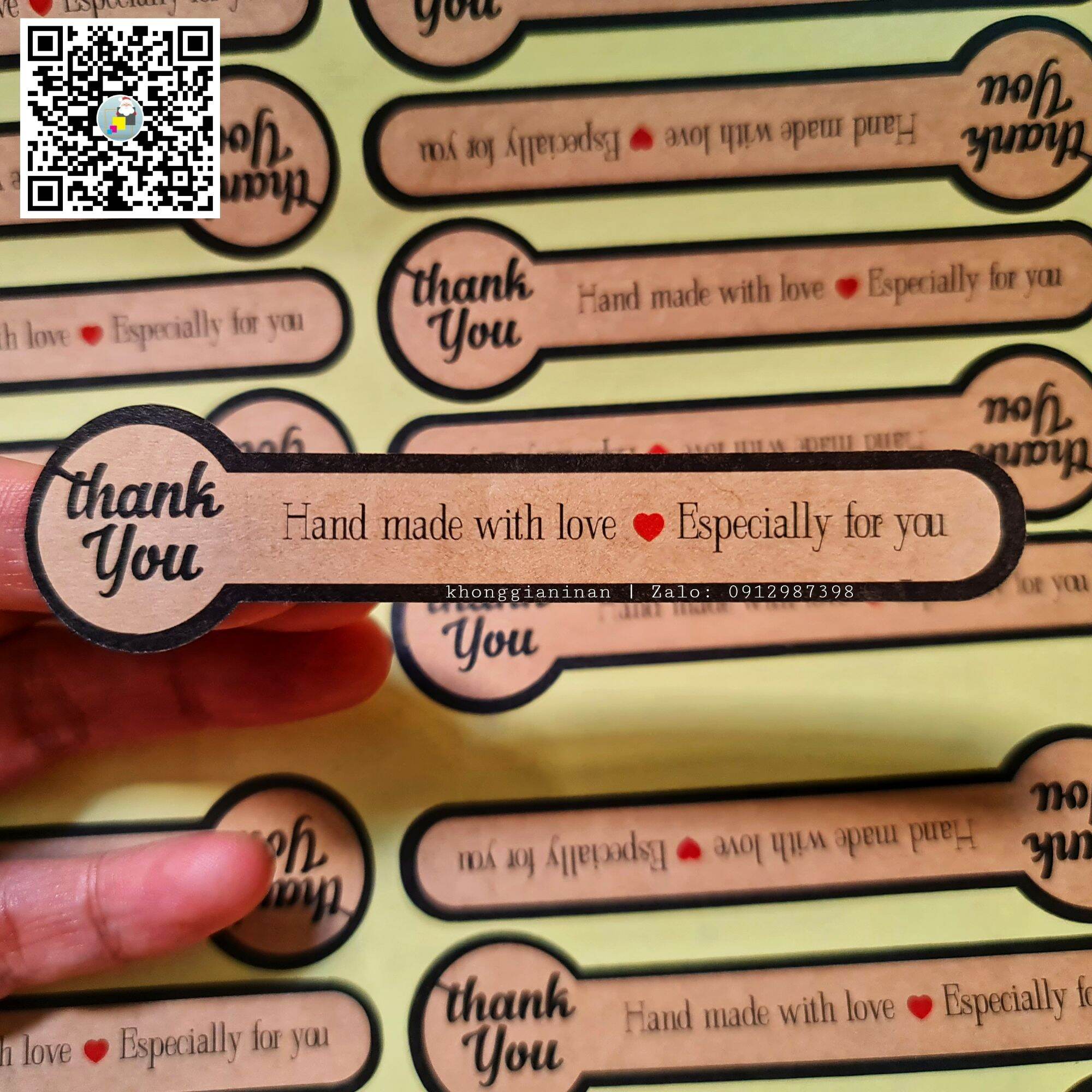 Mẫu 1 - 54 Tem dán niêm phong giấy kraf vintage chữ Thankyou kèm lời chúc sang trọng