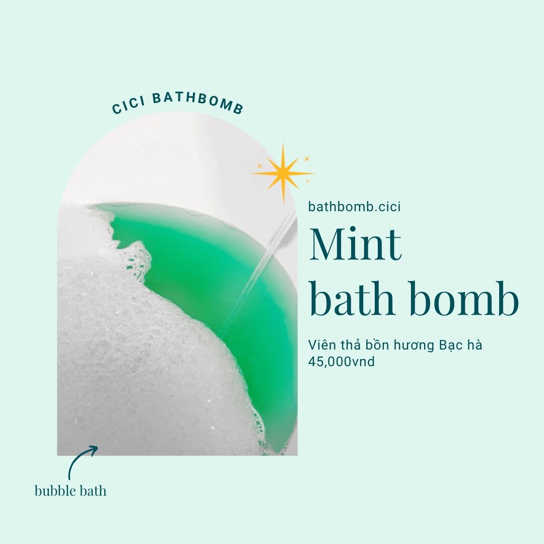 Bom tắm Bạc Hà - Mint Bath Bomb - Viên thả bồn tắm