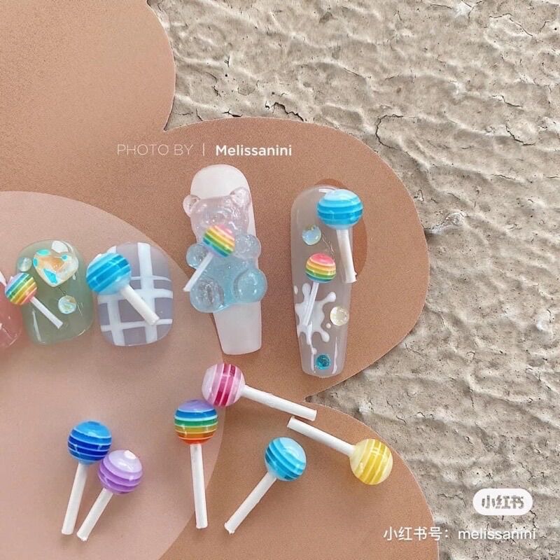 Set charm kẹo mút (20c) đính móng tay
