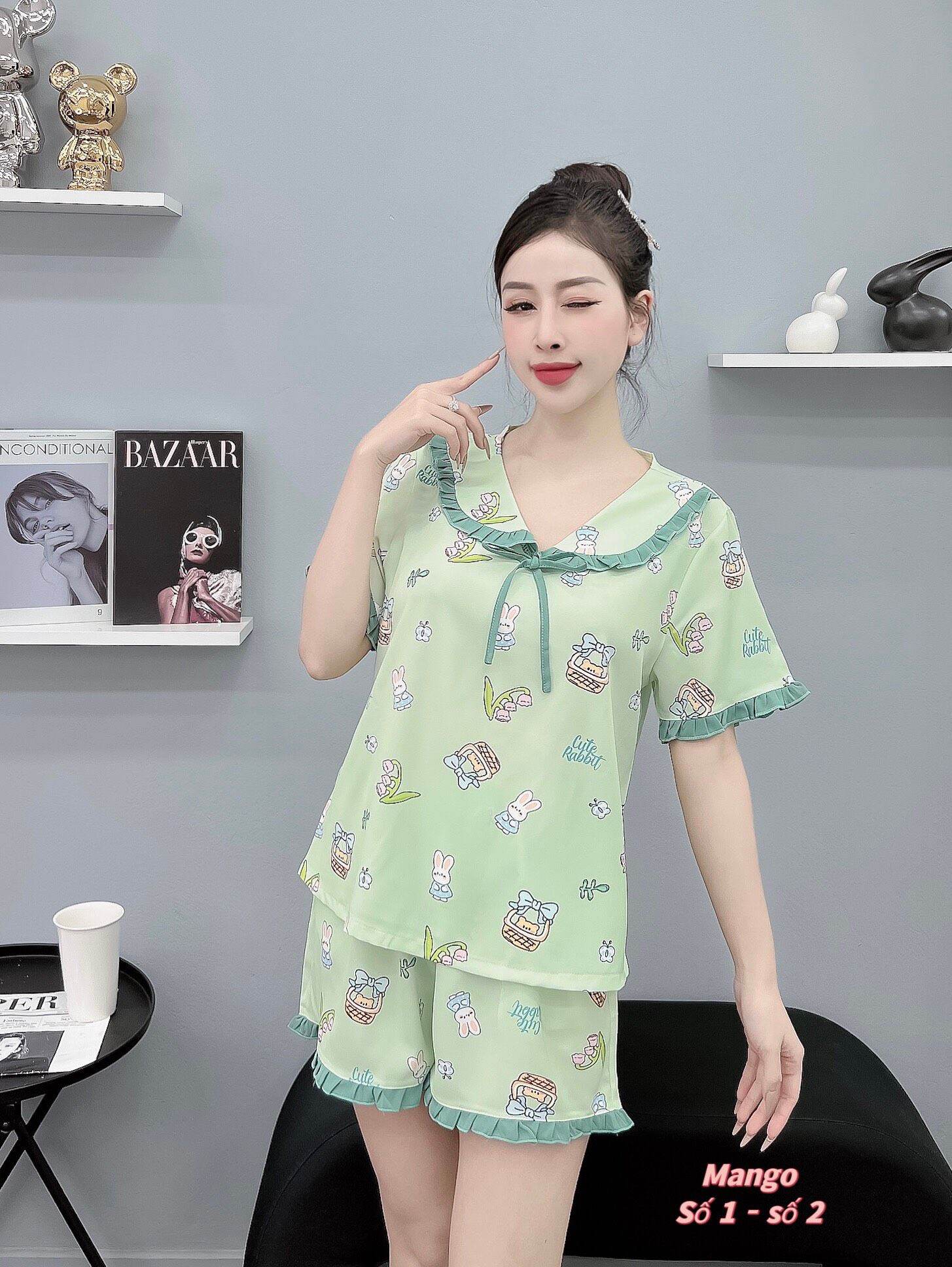 Đồ Bộ Nữ Mặc Nhà Đẹp Mát Quần Đùi Lụa Mango Cao Cấp🌹Hàng Có Size