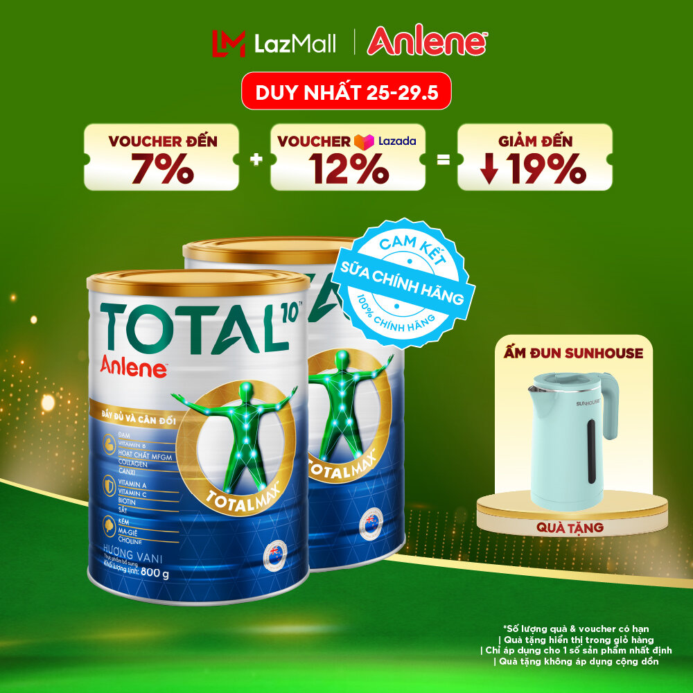 [Voucher giảm đến 26%]Combo 2 Sữa Bột Bổ Sung Dinh Dưỡng Anlene Total 10 Lon 800G