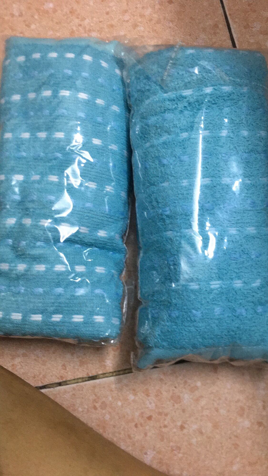 Combo 5 Khăn tâm Clear màu xanh kẻ ngang cao cấp 100% costos ,kt 50x100cm.