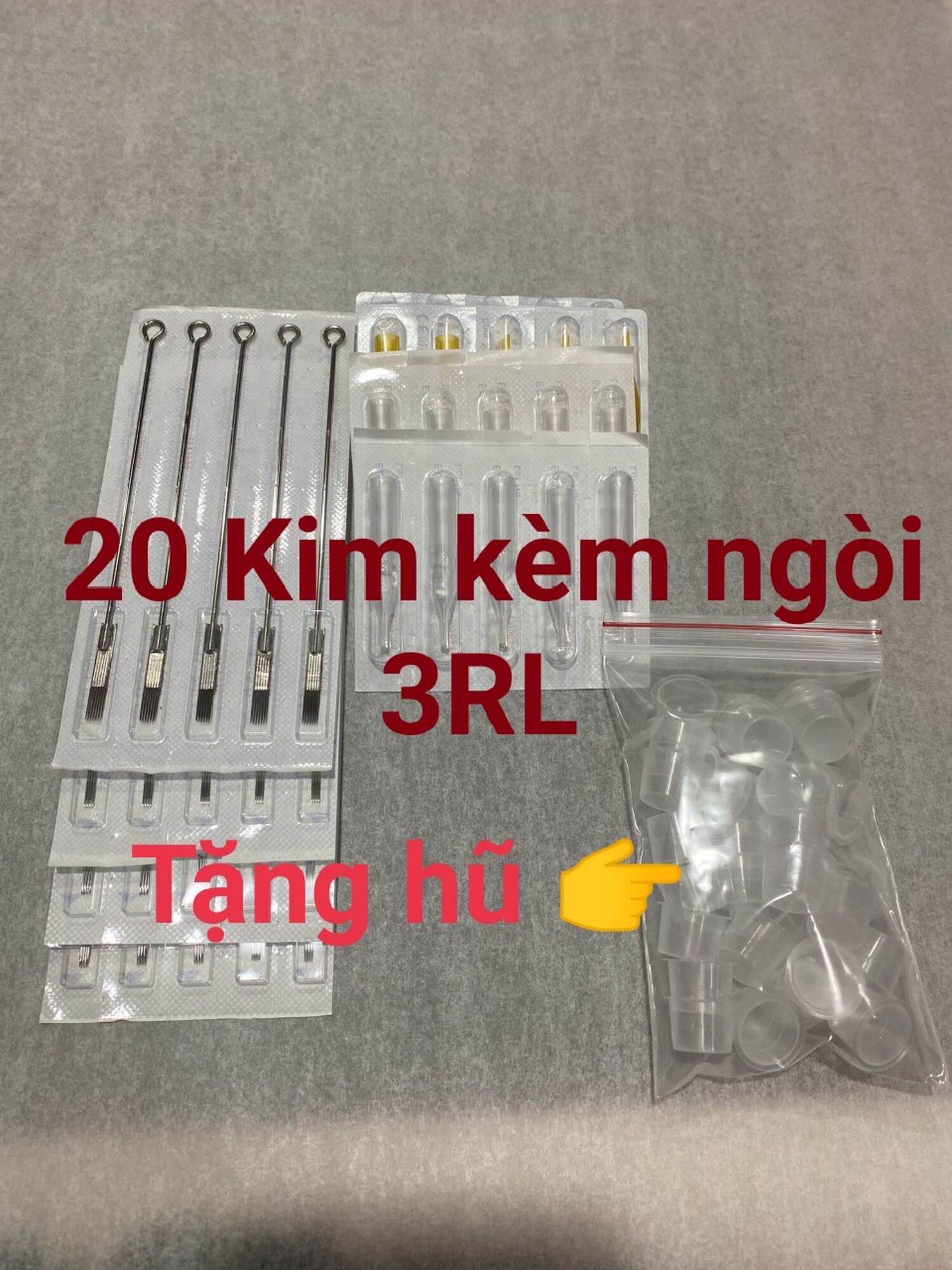 ?[ Quà Tặng ] 20 Kim Xăm Và Ngòi 3Rl Tròn Đánh Bóng