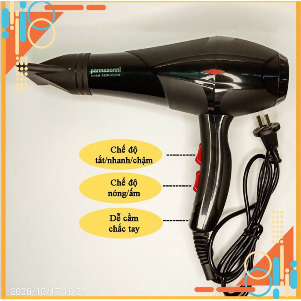 Máy sấy tóc nóng lạnh 2 chiều kèm đầu thổi mạnh