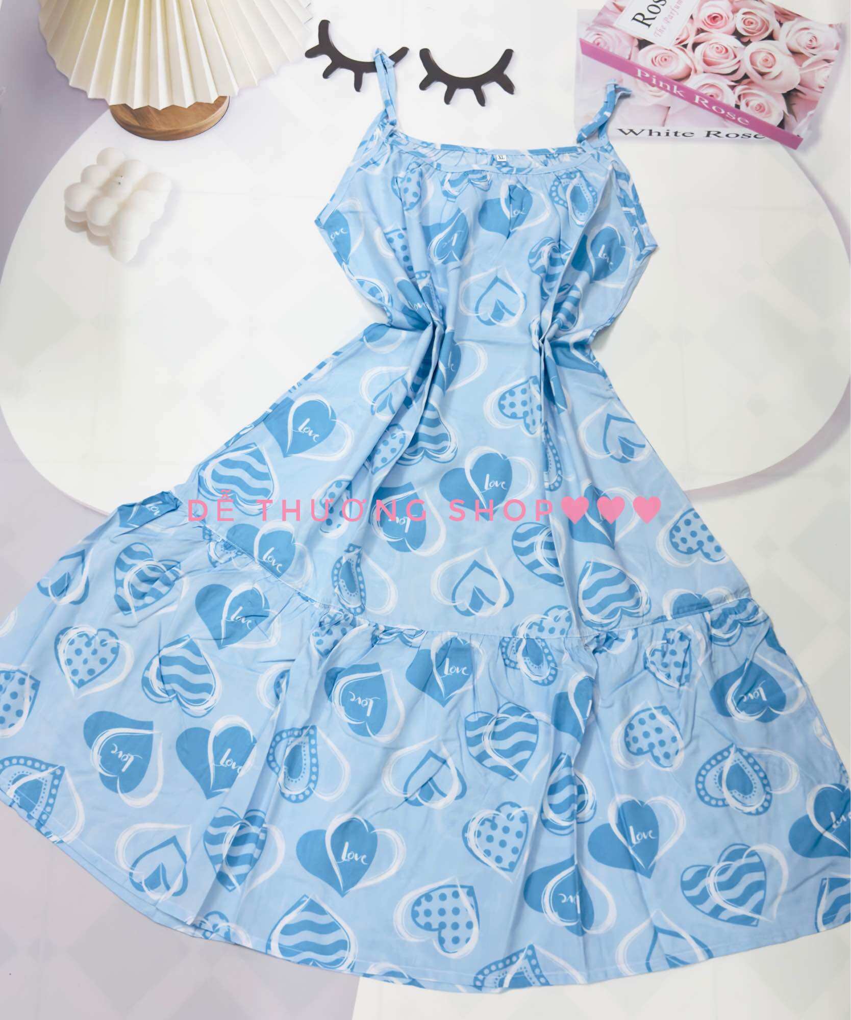 Đầm mặc nhà tôn lanh size L từ 45-dưới 60kg