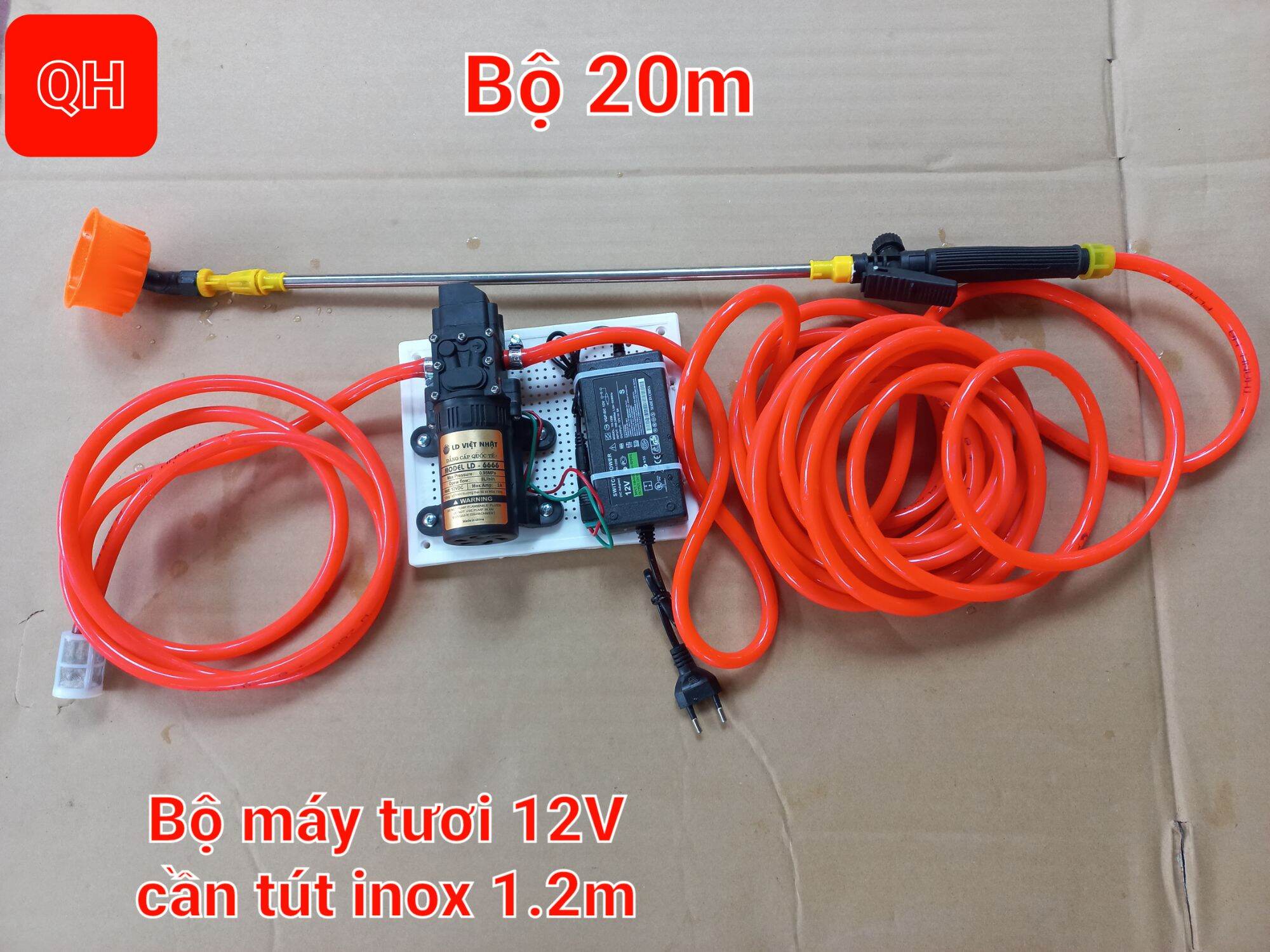 Máy tưới lan,cây cảnh mini 12v - bộ 10,15,20m,cần tút inox dài 1.2m