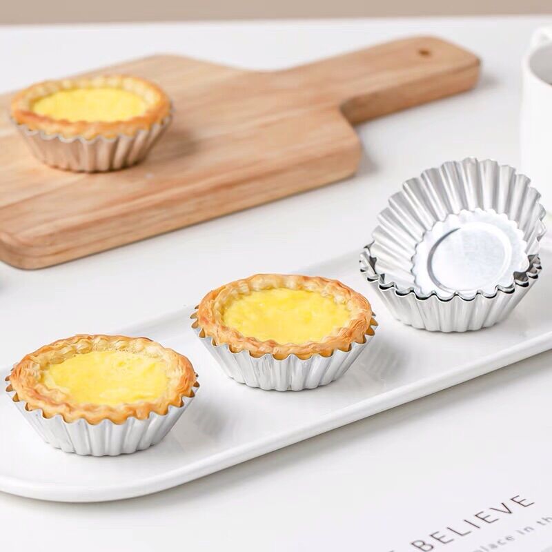 Khuôn đế tart trứng hình hoa bằng nhôm 20 cái
