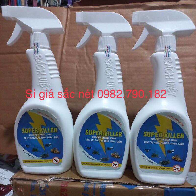  Bình xịt ruồi thông minh Super Killer - Gốc sinh học an toàn và Hiệu quả tức thì   chai lớn 530ml - Kiến Gián cũng sạch 