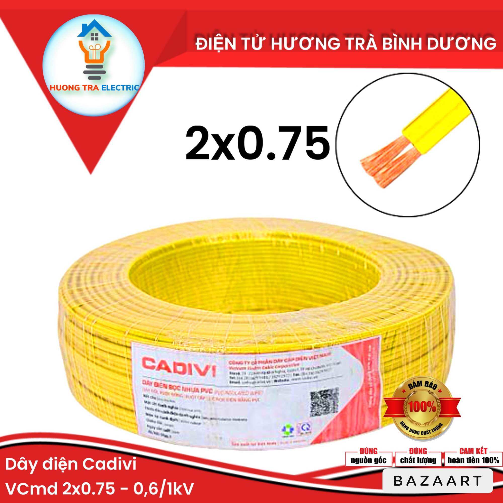 Cuộn 100 mét dây điện đôi mềm 24 bọc nhựa cadivi việt nam