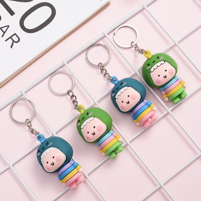 Móc Khóa Xe Khủng Long Mái Ngố Cute