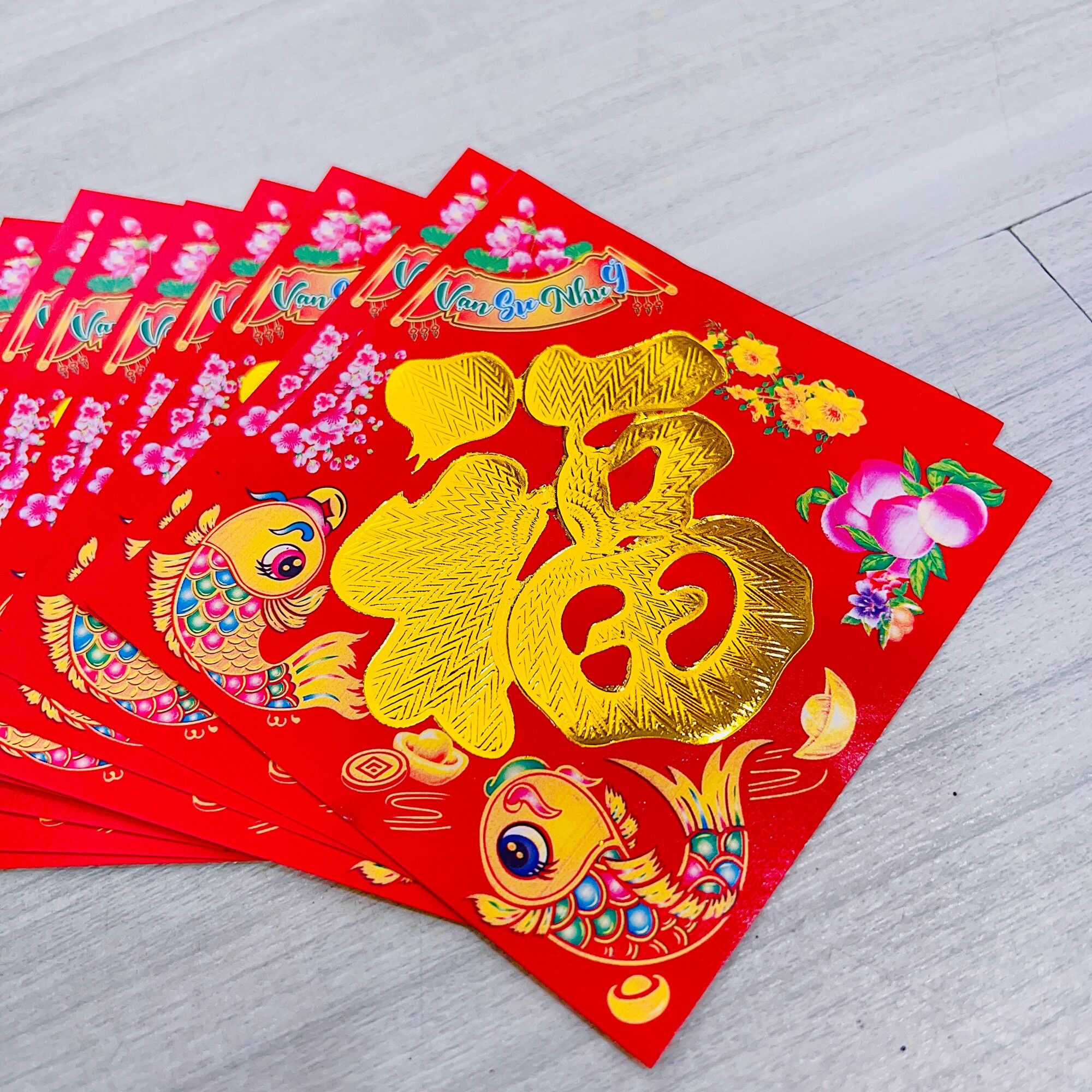 Trang Trí Tết 10 Giấy Dán Dưa loại có keo sẵn chữ Phước Tàu