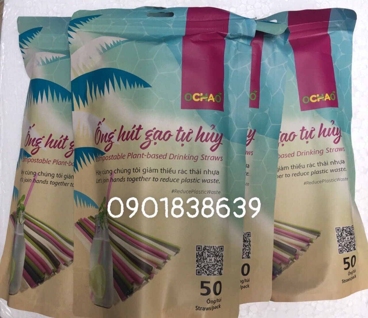 Ống hút gạo ochao gói 270gr, 50 ống