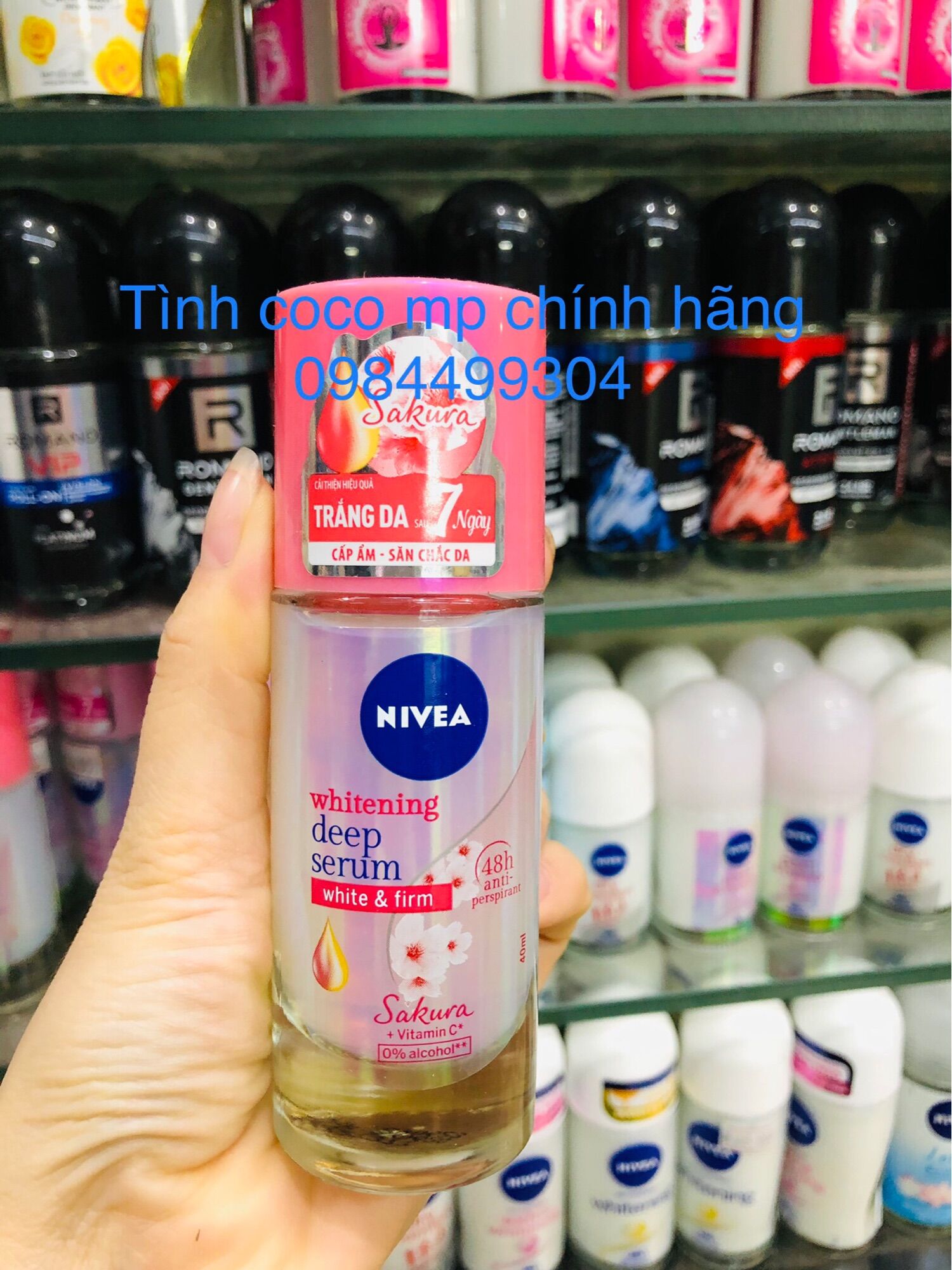 Lăn ngăn mùi , lăn khử mùi NIVEA serum trắng mịn hương hoa anh đào 40ml