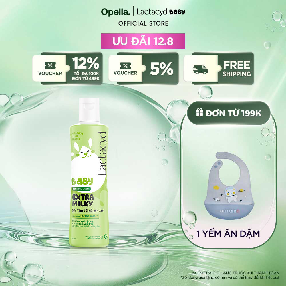 Sữa Tắm Gội Trẻ Em Lactacyd Baby Extra Milky Làm Sạch Dịu Nhẹ và Dưỡng Ẩm Vượt Trội 250ml
