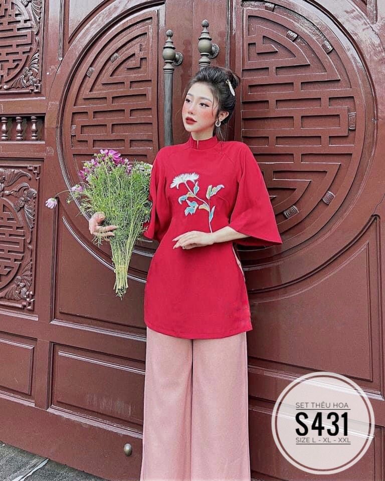 60-90kg Bigsize SET LAM THÊU HOA S431