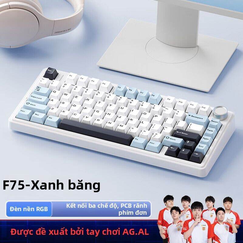 AULA F75 75 Phím Bàn Phím Cơ Không Dây RGB Đèn Nền 3 Chế Độ Bluetooth Có Dây Gaming cho PC Laptop