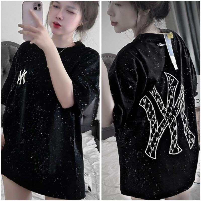 Áo thun tay lỡ cotton KHÔ in nhũ kim tuyến hottrend N.YYYY,form rộng tay lỡ Unisex Oversize Nam Nữ mặc đều đẹp