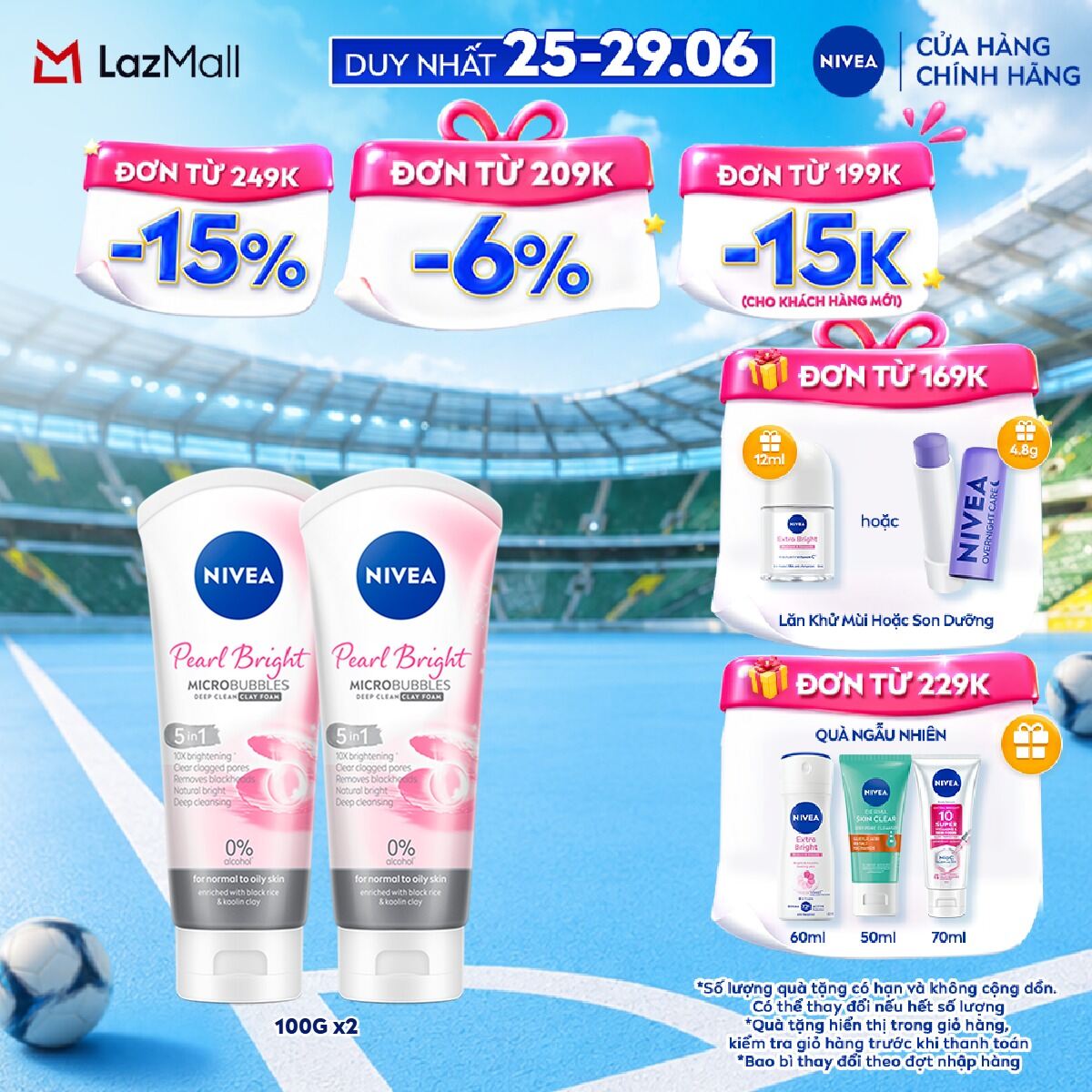 Bộ 2 Sữa Rửa Mặt Ngọc Trai NIVEA Pearl Bright Đất Sét Giúp Sáng Da (100 g) - 81273x2