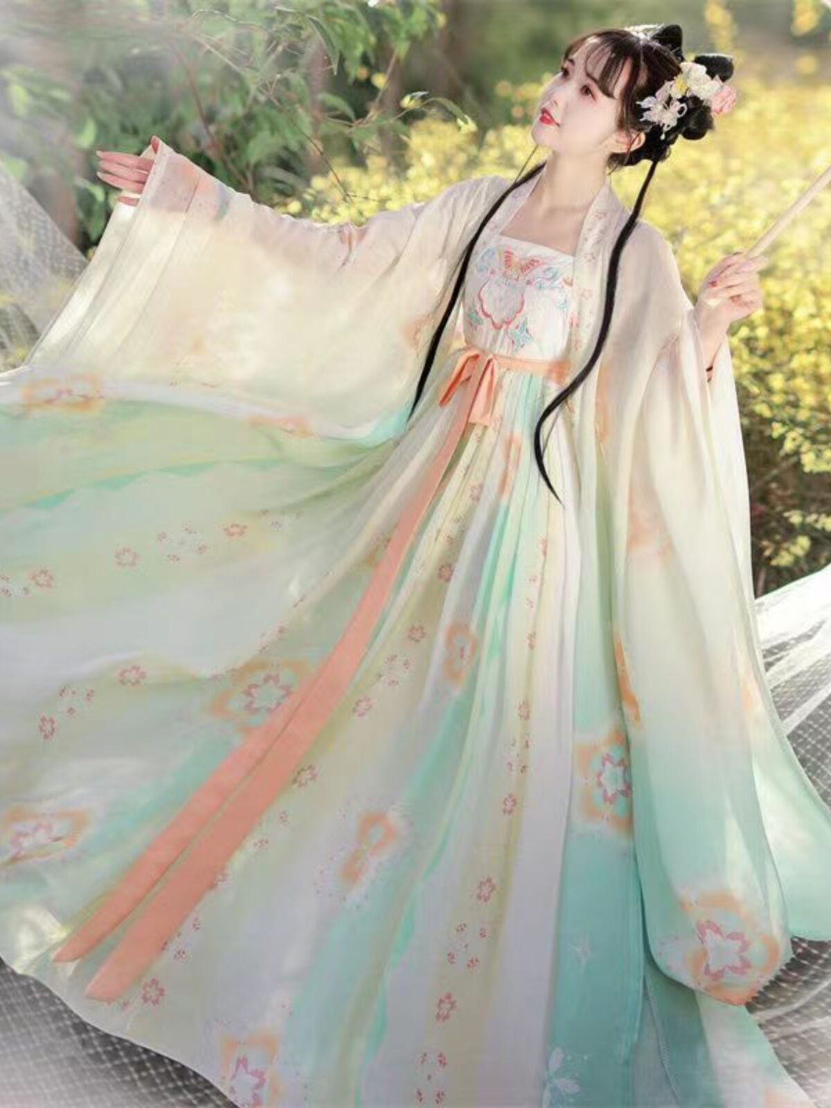 Váy Cổ Điển Trung Hoa Cổ Tay Áo Dài Phong Cách Đường Dành Cho Nữ Mùa Xuân Hè Váy Cổ Điển Mỏng Váy Cổ Điển Phong Cách Trung Hoa