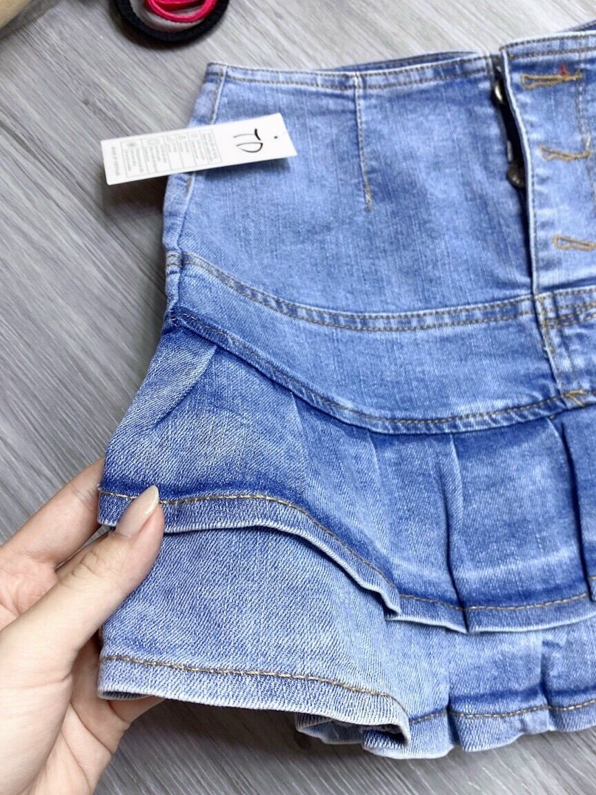 Chân váy jean nữ 2 tầng ngắn