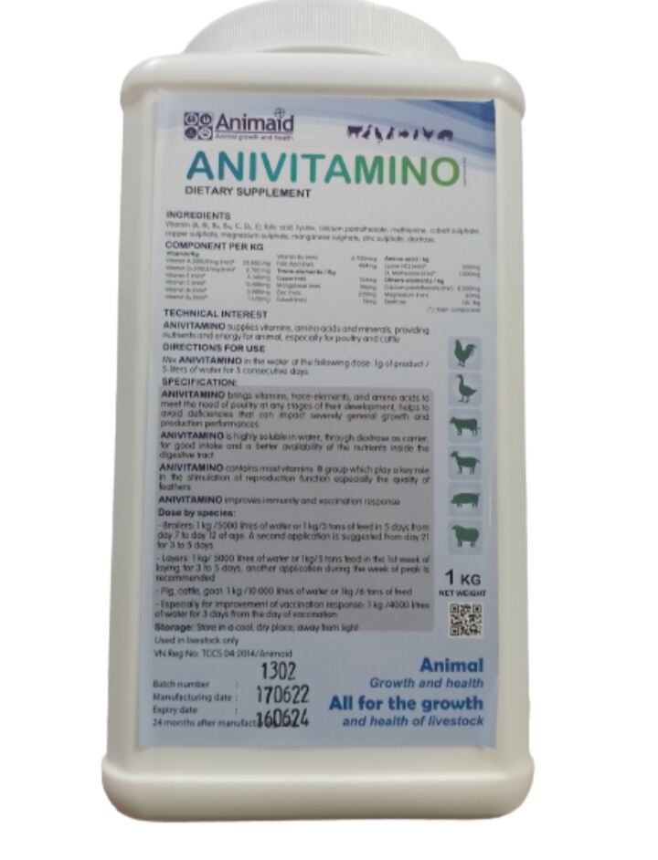 Anivitamino 1kg vitamin, amino  và khoáng chất cần thiết cho sự phát triển của gà