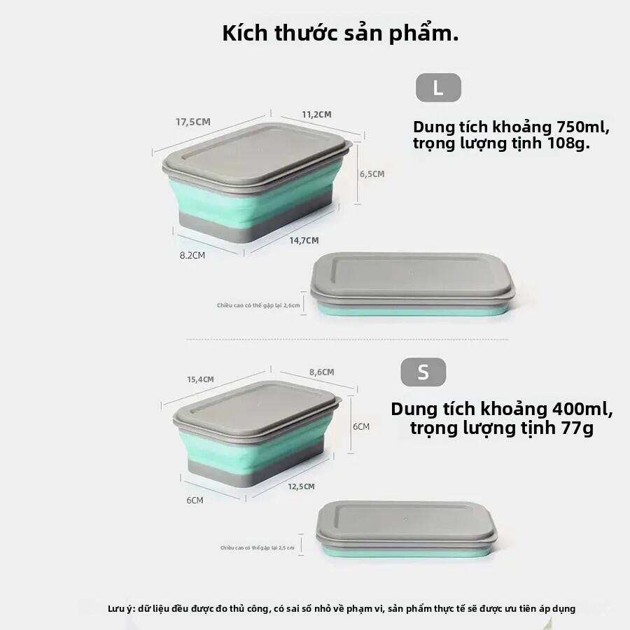 Bát Vuông Gấp Di Động Hộp Cơm Trưa Đa Năng Dành Cho Du Lịch, Đi Làm, Lưu Trữ Thực Phẩm Với Các Tính Năng Bảo Quản Độ Tươi. 