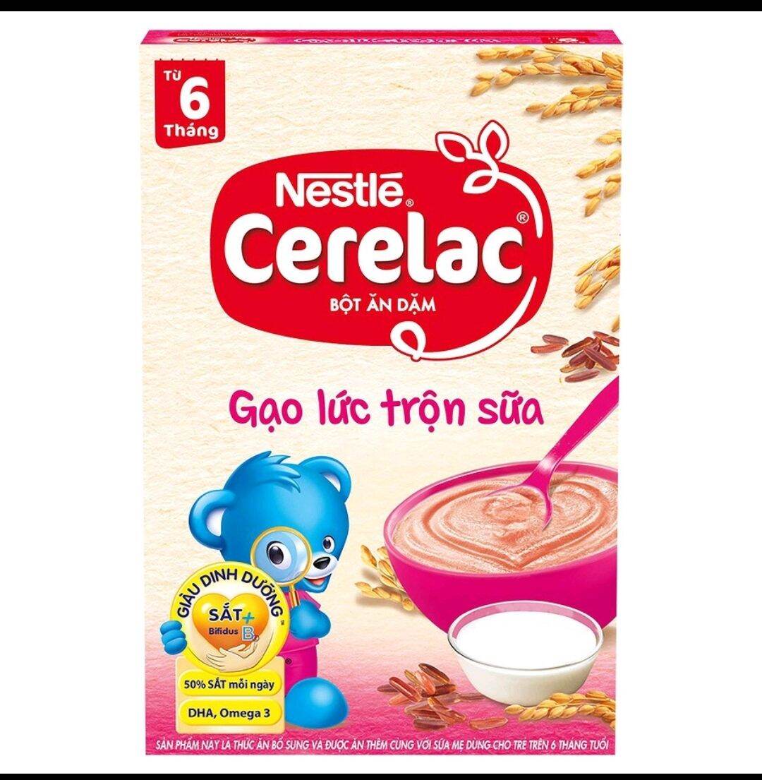 Bột ăn dặm Nestle Cerelac Gạo lức trộn sữa hộp giấy 200gr
