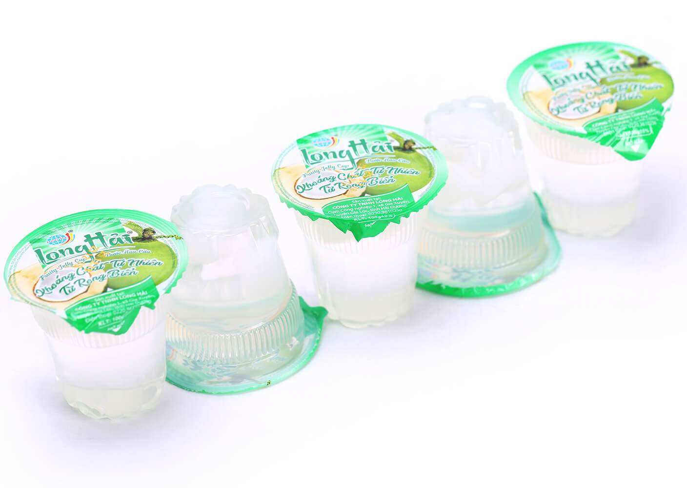 Thạch nước rau câu Long Hải 95gr/cốc - 5 cốc/ lốc