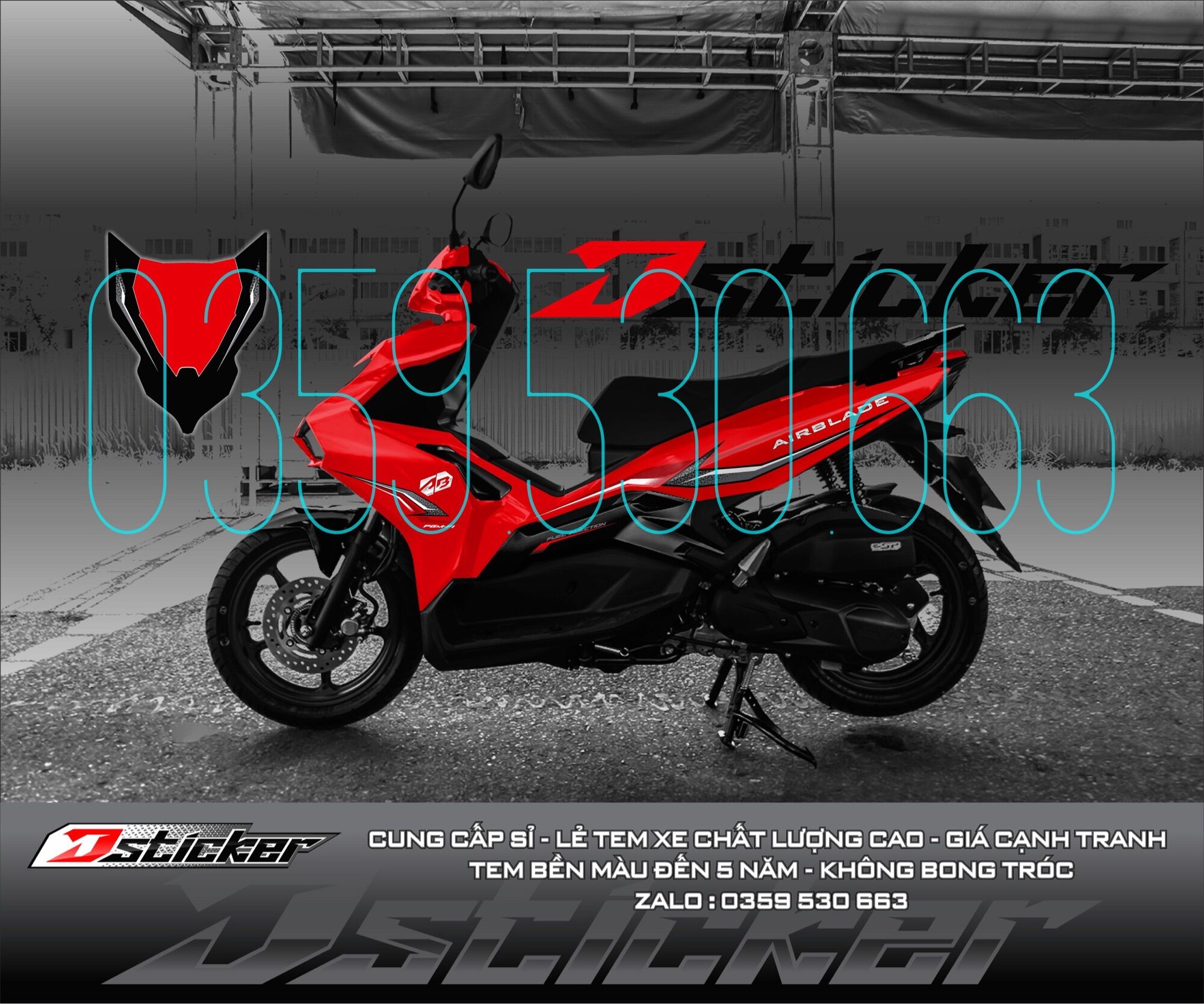 Tem rời AB AirBlade 2020 xe đỏ - mẫu mới 2021