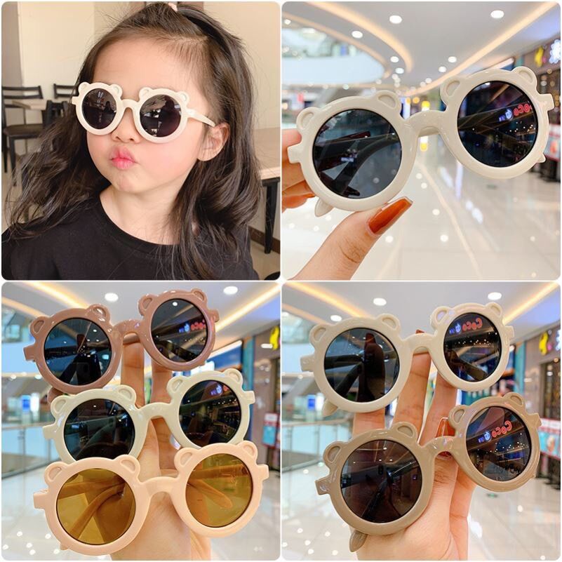 Kính mắt hình gấu màu trà cho bé