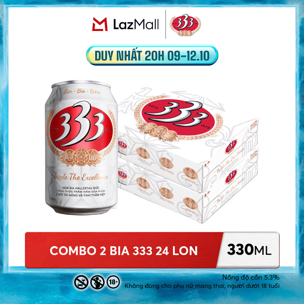 Nồng Độ Cồn 5.3% - Combo 2 Thùng 24 Lon Bia 333 330ml