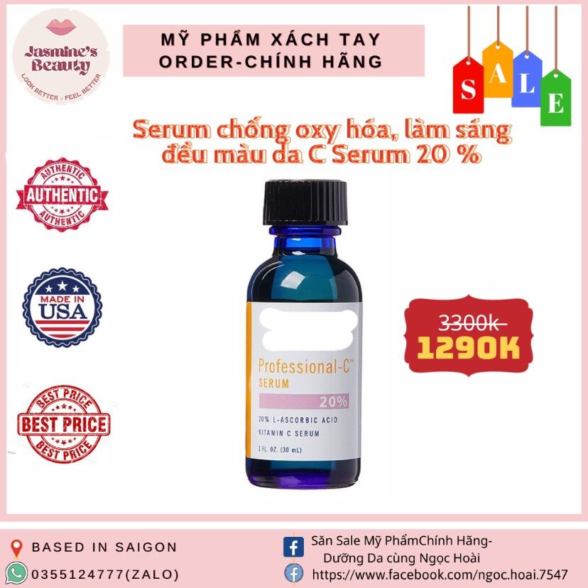 Tinh chất Vitamin C 20% làm sáng da