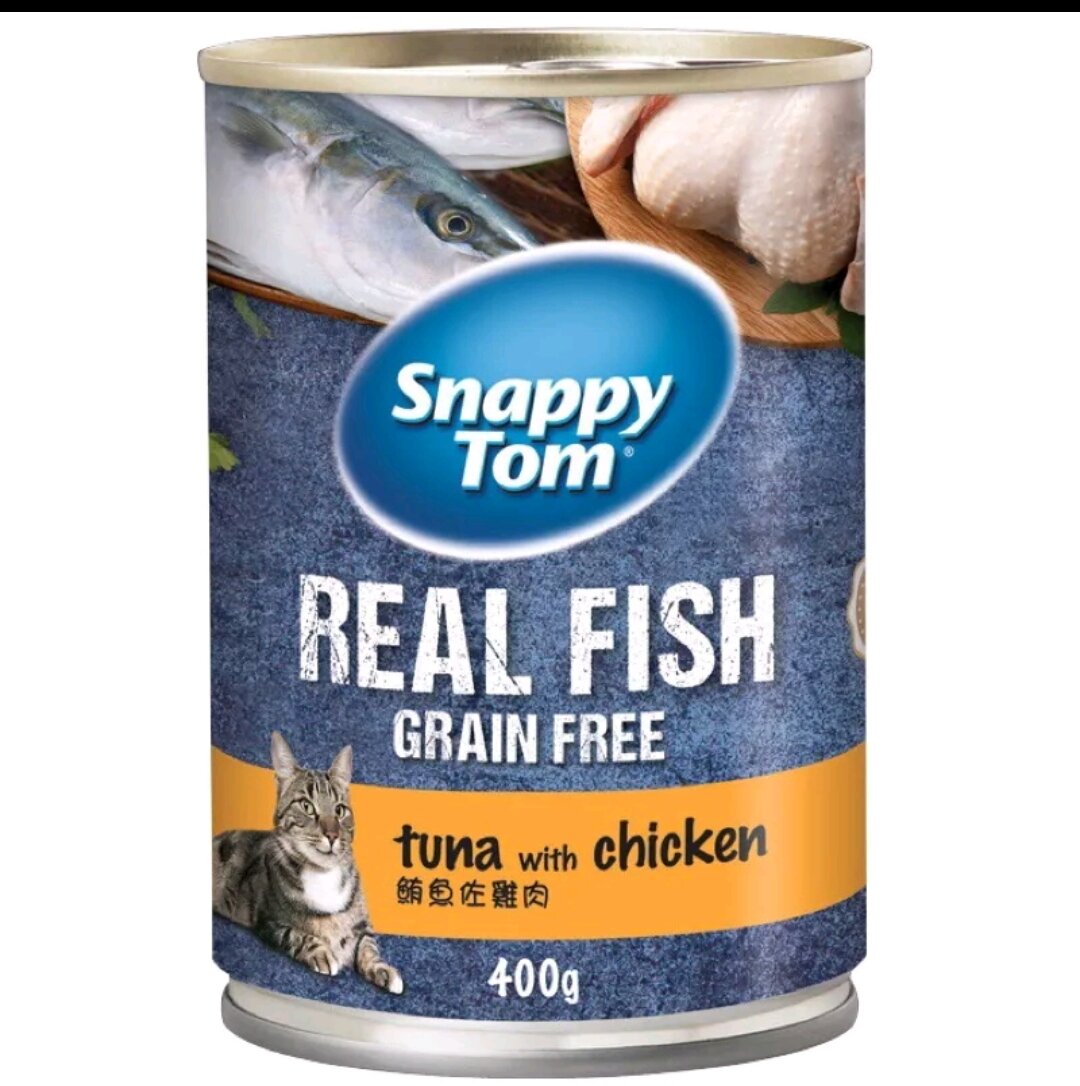 Pate SNAPPY TOM  Real Fish lon 400g-Pate cho mèo