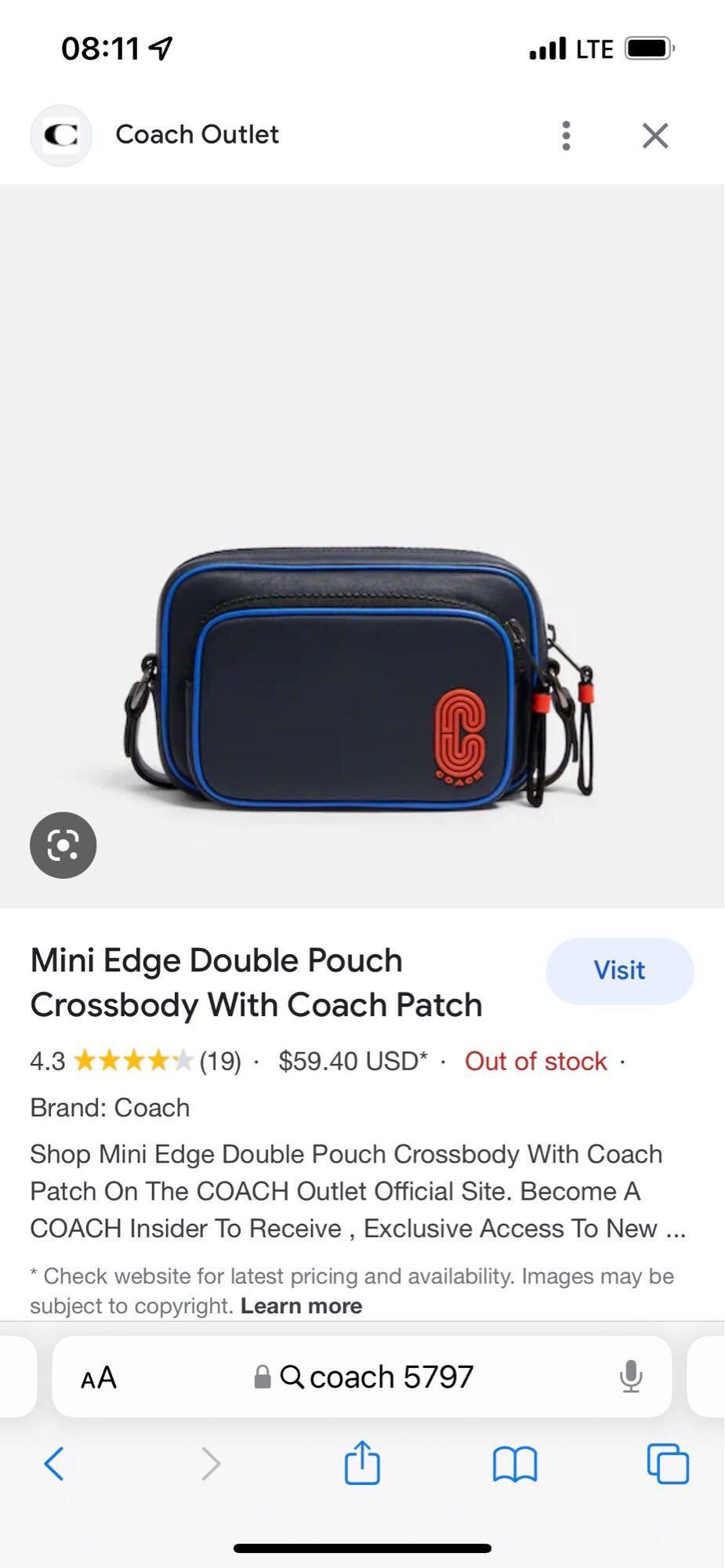 Túi đeo chéo mini Coach nam