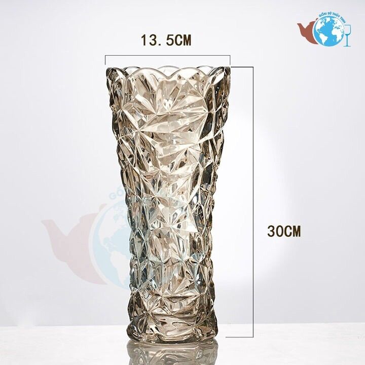 BÌNH HOA THUỶ TINH ÁNH VÀNG PHA LÊ RẤT ĐẸP