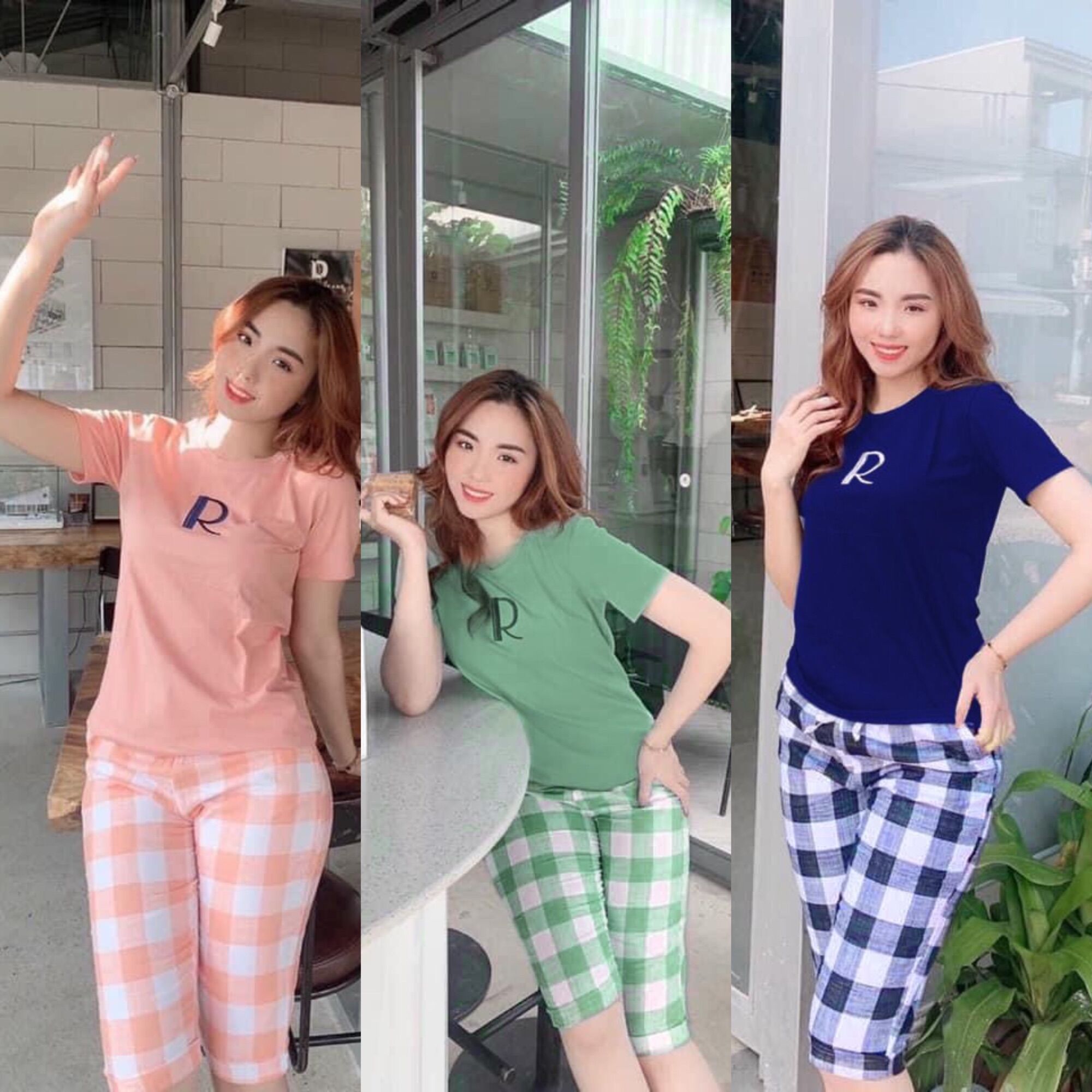 Đồ bộ, set bộ thun lửng chất cotton co giản mặc nhà dễ thương form rộng thoải mái bigsize tới 85kg