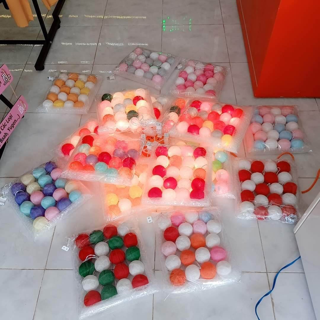 ĐÈN MÂY COTTON THÁI LAN - DÂY 20 BÓNG