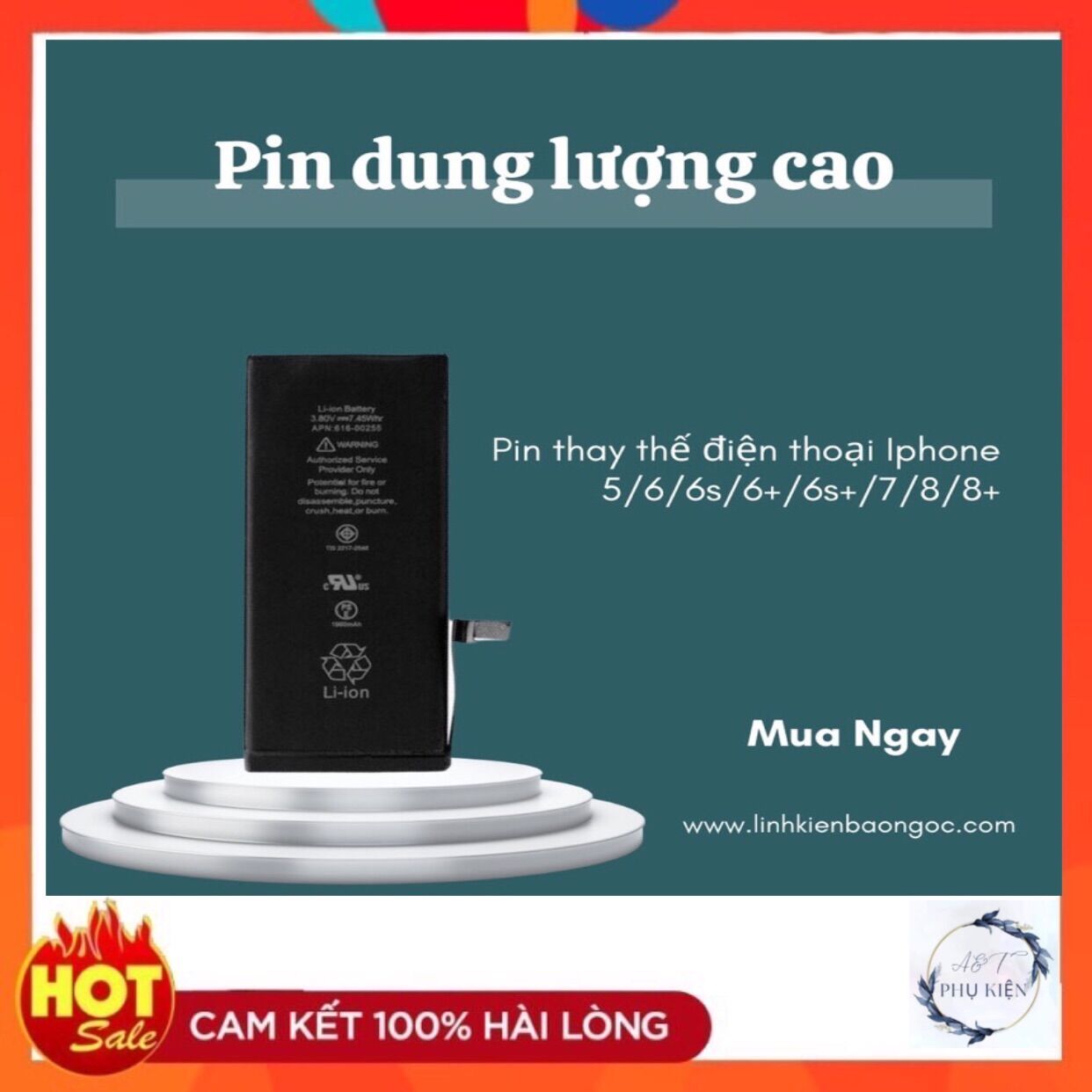 Pin dung lượng siêu cao cho ip 6/6s/6plus/6splus/7/7plus/8/8plus mới 100% bảo hành 12 tháng