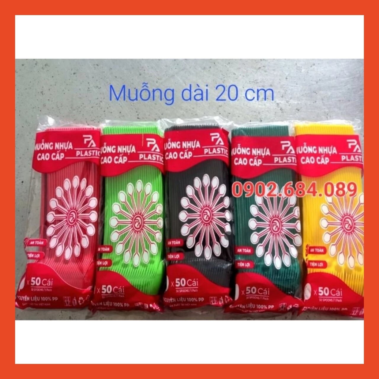 Muỗng nhựa dài 20 cm - bịch 50 cái