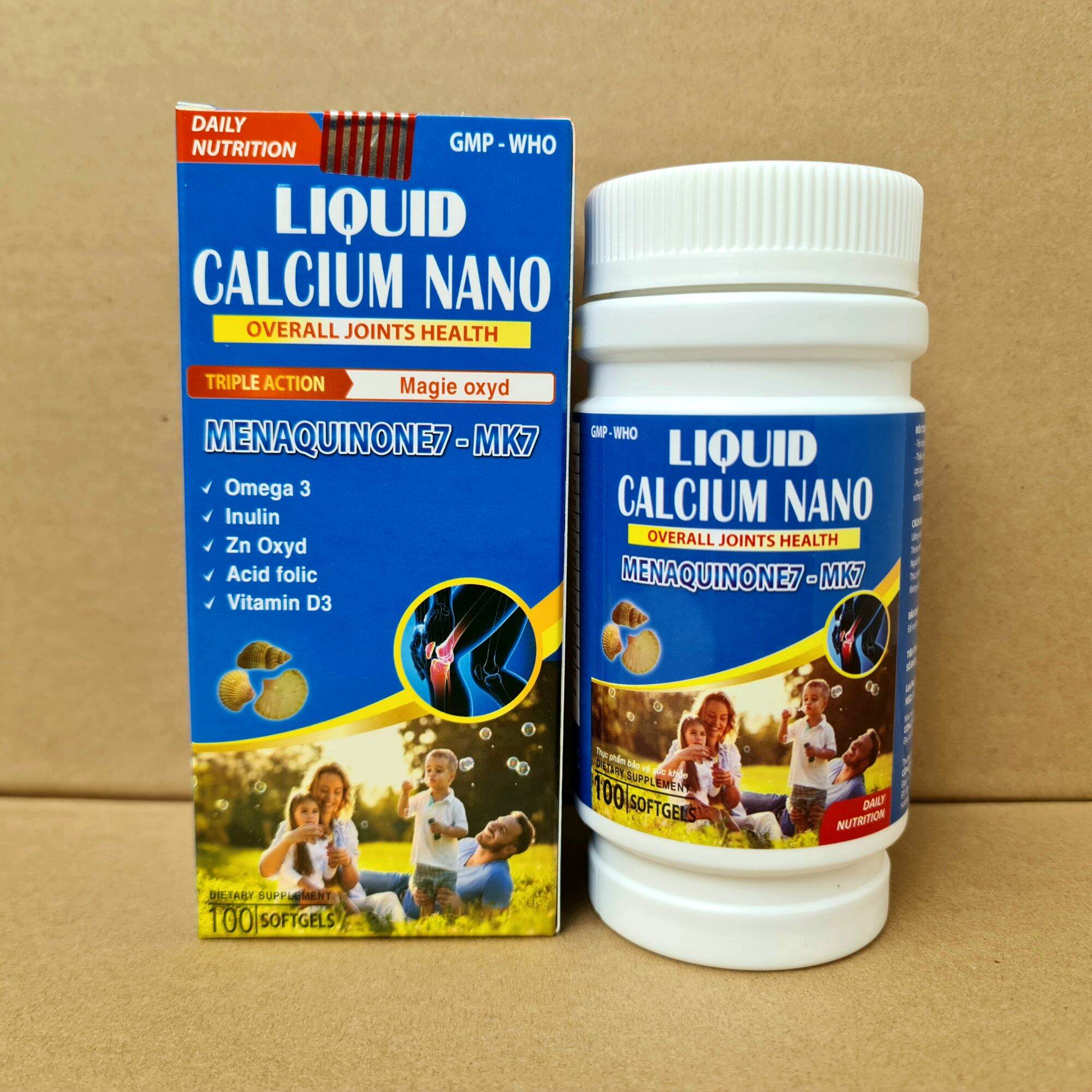 LIQUID CALCIUM NANO giúp bổ sung canxi, chống còi xương, loãng xương - Hộp 100 viên chính hãng (XD)