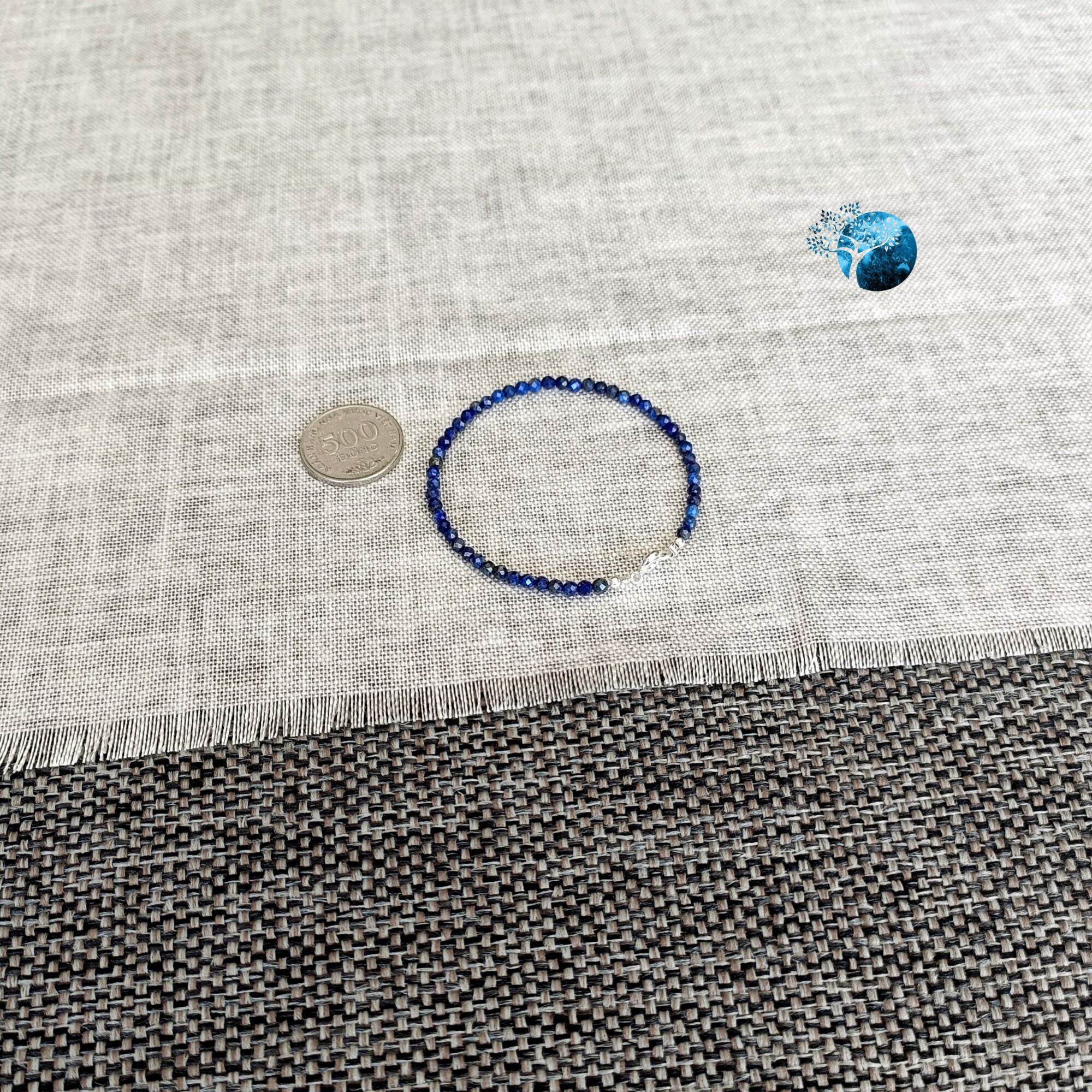 Vòng tay đá lapis lazuli cắt giác 3mm