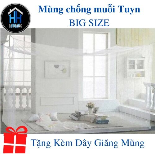 Mùng ngủ treo tường chống muỗi vải Tuyn Phước Long loại tốt siêu to kích thước từ 2m đến 4m