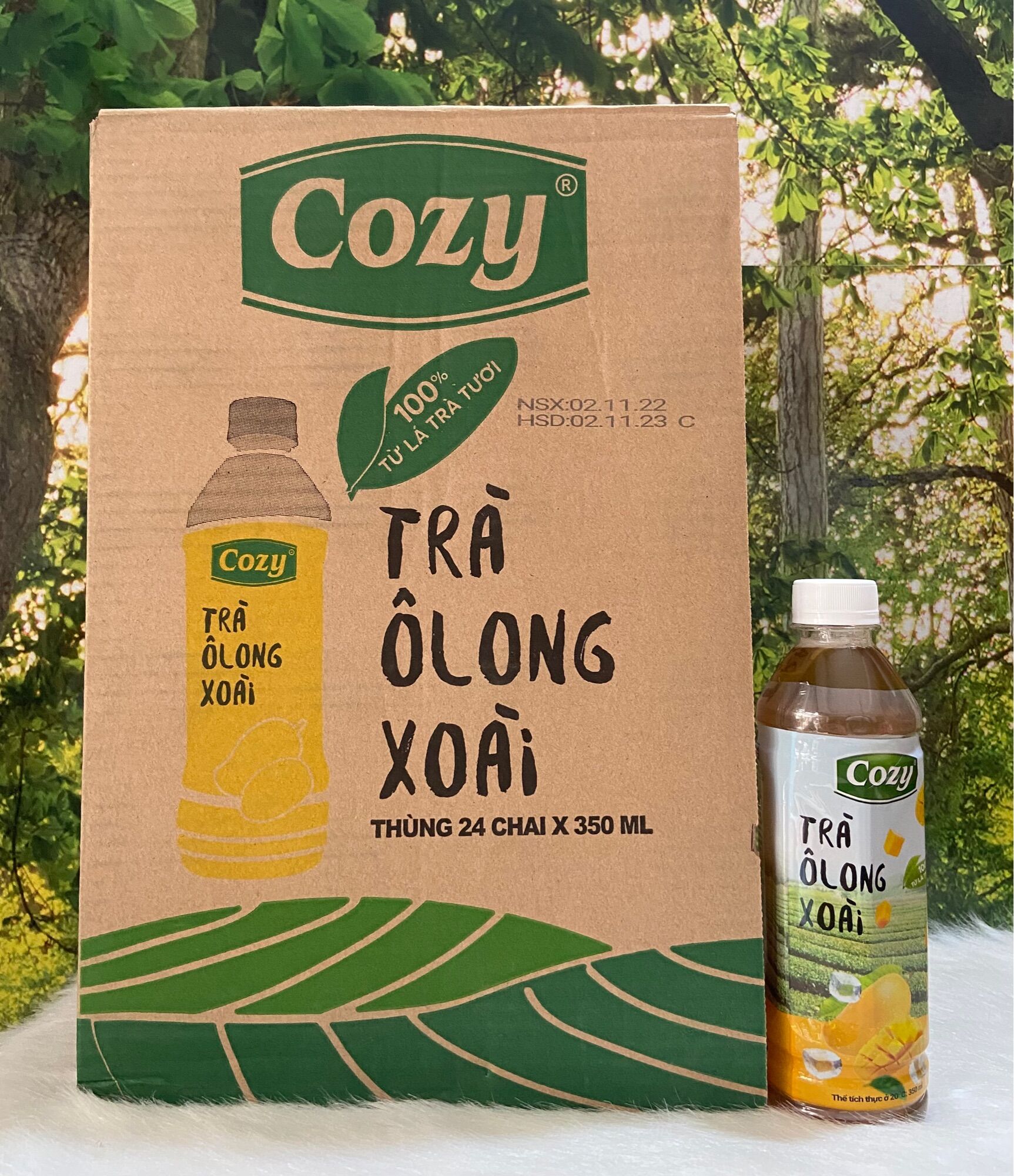 1 thùng trà ô long xoài cozy chai 350ml /24 chai*350ml