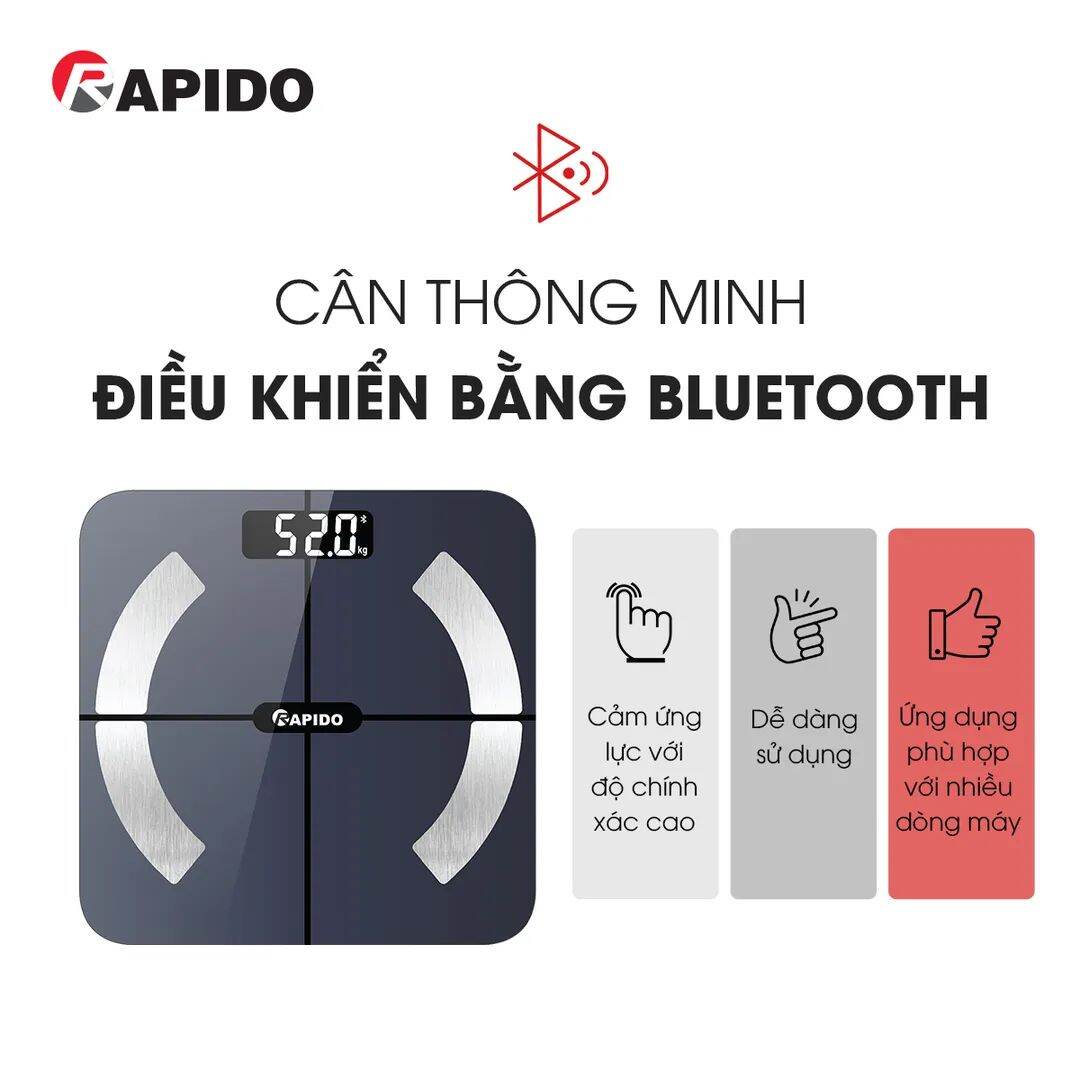 Cân sức khỏe điện tử thông minh Rapido RSB02-S kết nối Bluetooth cân chuẩn