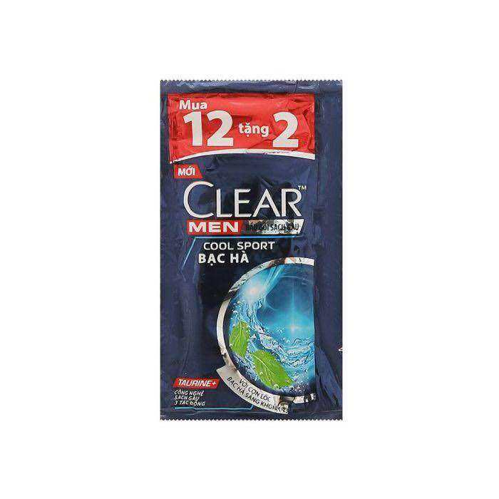 set 6 dây 84 gói Dầu Gội Mát Lạnh Bạc Hà Cool Sport Clear Men 5Gr/gói